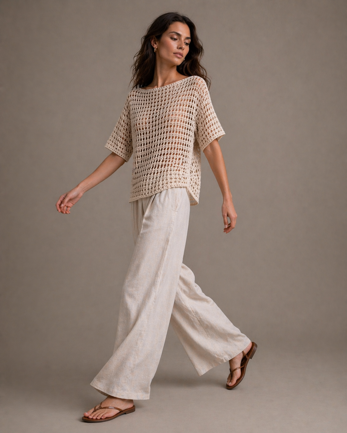 Handmade Cream Knit Dress – 100% Cotton, Reversible | S-M-L