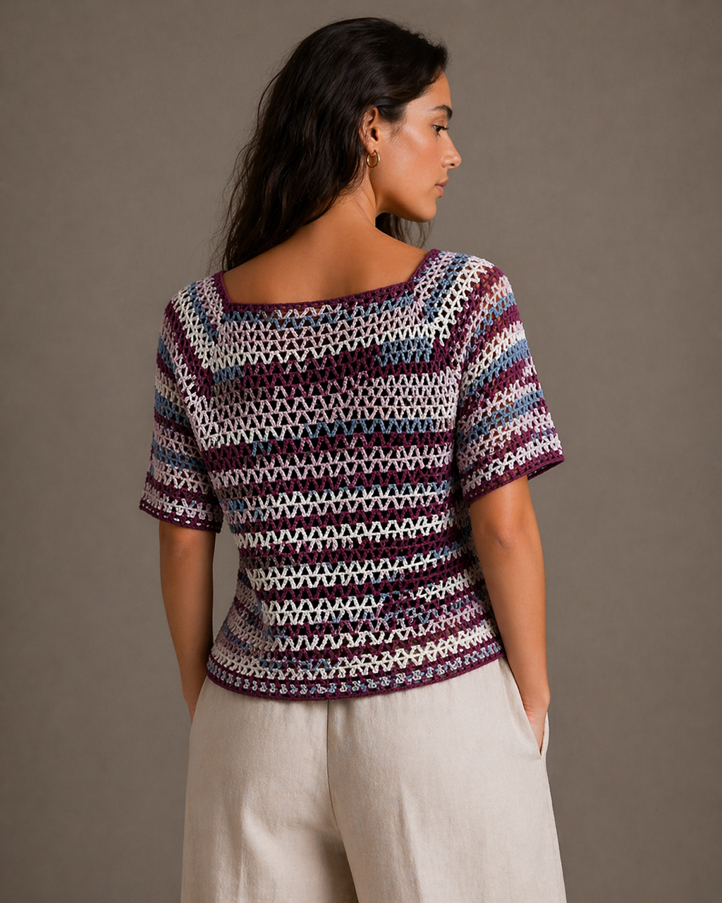 Hand-Knitted Variegated Cotton Knit Dress | Reversible | S/M