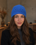 Hand-Knitted Slouchy Beanie Bright Royal Blue One Siz
