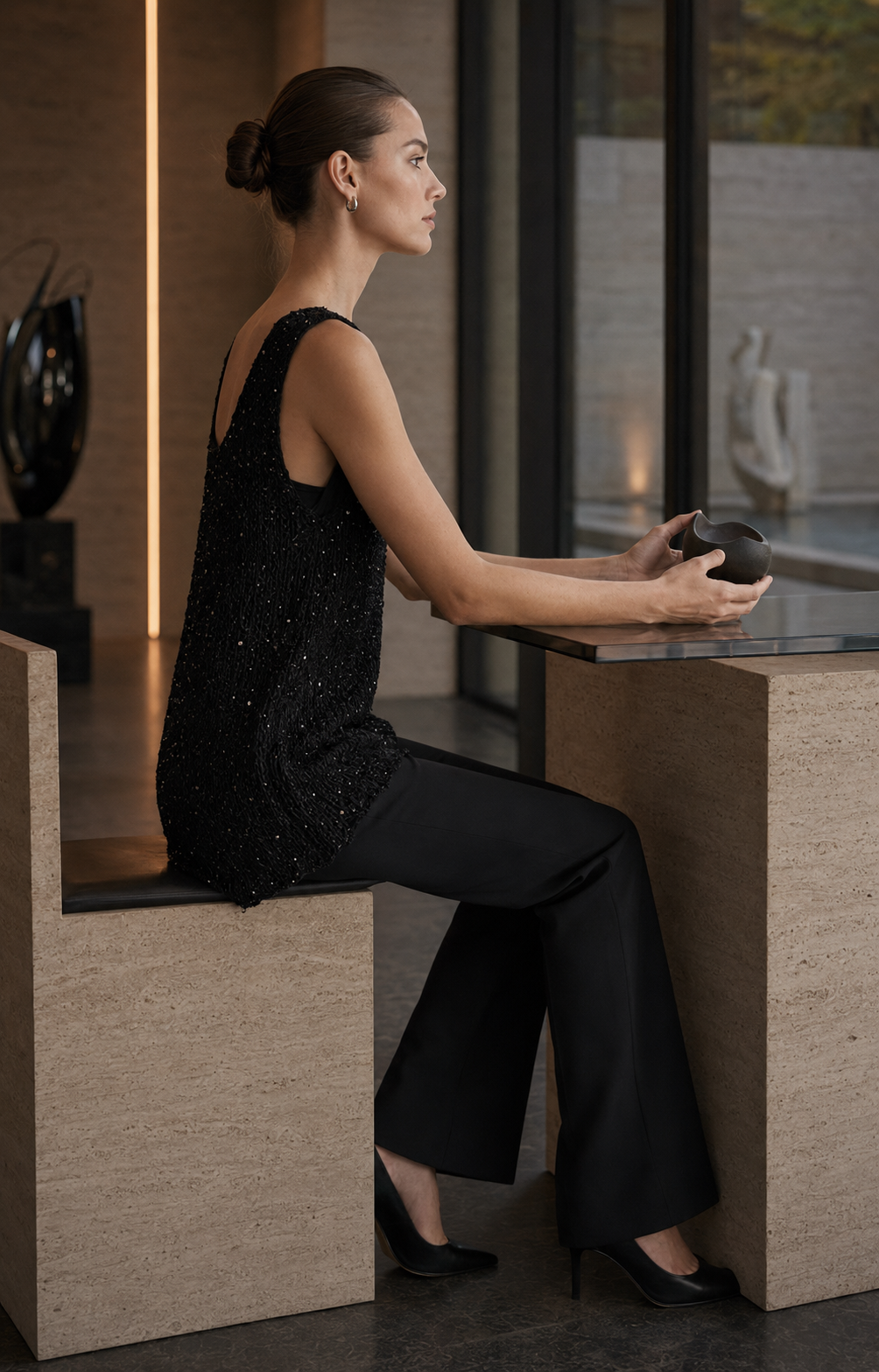 Hand-Crocheted Embellished Tank Top | Subtle Sparkle Detail | s-m