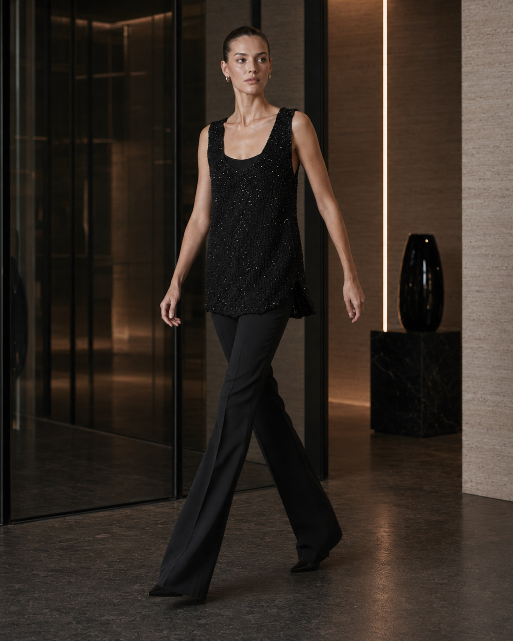 Hand-Crocheted Embellished Tank Top | Subtle Sparkle Detail | s-m