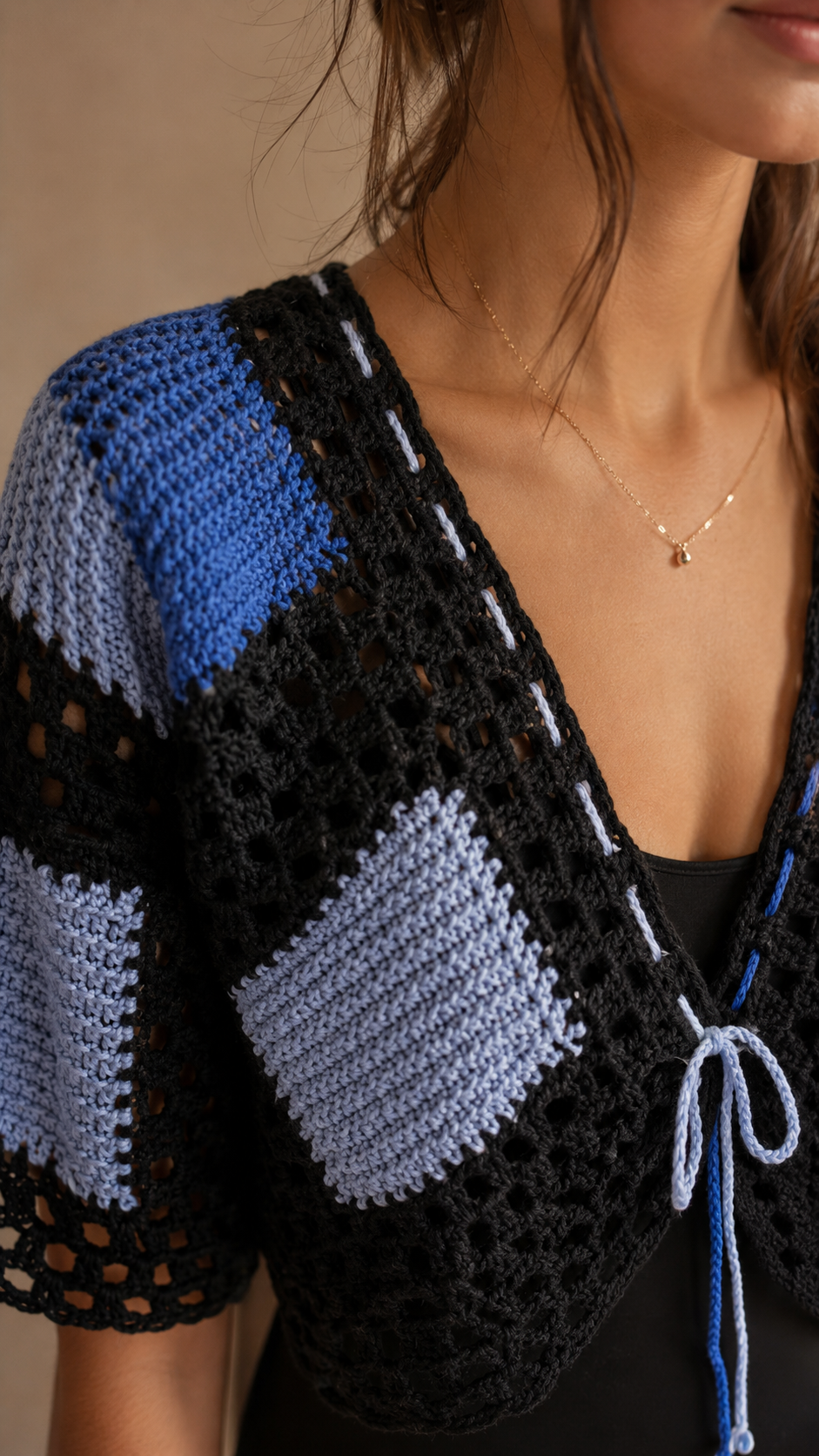Hand-Knitted Openwork Tank Top | Cream | XS-S
