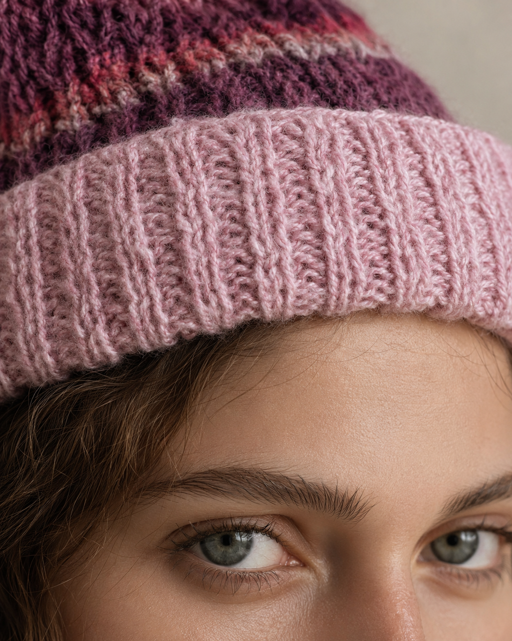 Hand-Knitted Gradient Ribbed Beanie | Oversized Tassel Detail | One Size