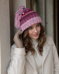 Hand-Knitted Gradient Ribbed Beanie | Oversized Tassel Detail | One Size