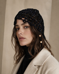 Hand-Crocheted Open-Weave Net Hat | Beaded Tie Detail | One Size